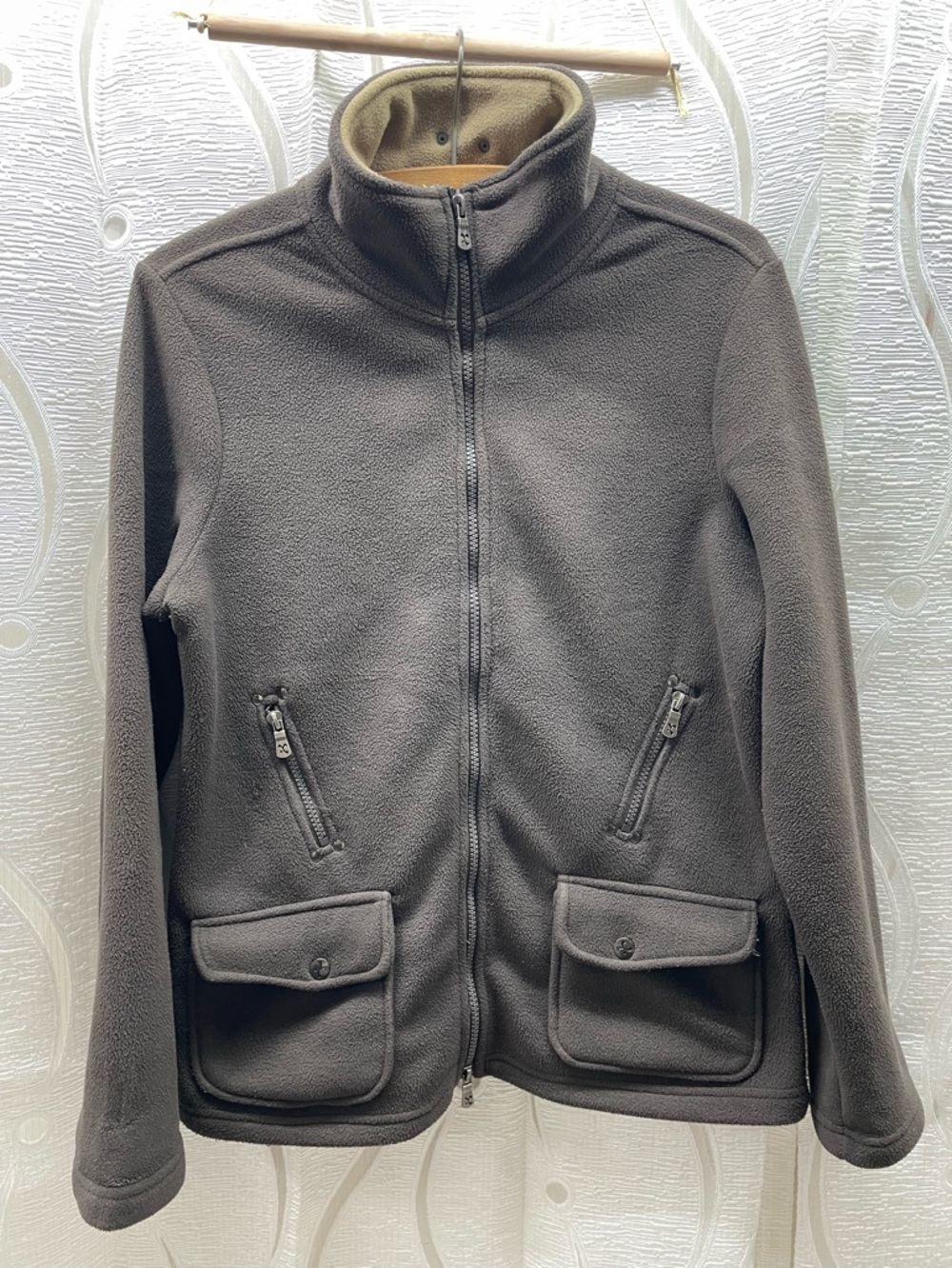 CYC Fleece Jacket Mens Small Grey‎ Full Zip Mock Neck Cargo Pockets Excellent